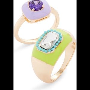 - Stella & Ruby set of two crystal rings in multicolor